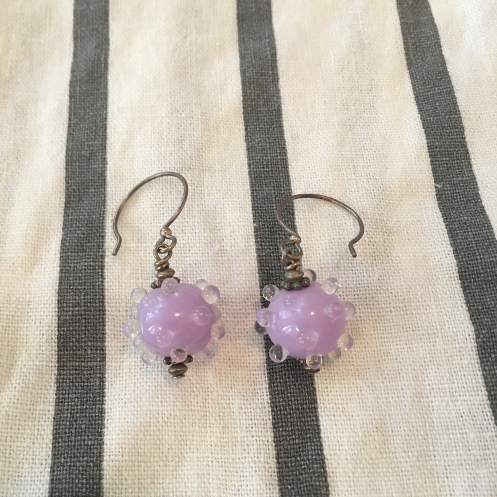 Sterling silver handmade glass bead earrings